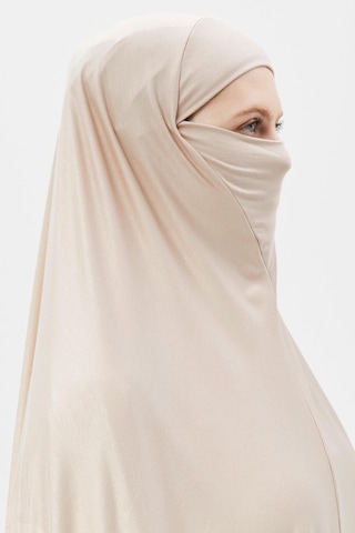 Altobeh Kollu Sufle Çarşaf Üstü Peçeli Pratik Tesettür Hijab - Nikaplı Namaz Örtüsü Kum Beji