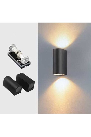 Tongxida Led Dış Duvar Lambaları, Su Geçirmez Villa Kapısı Veranda Spot Işıkları, Stil: 1 Kafalı Yuvarlak Gu10 Sıcak Beyaz Sıcak Beyaz