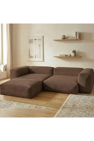 Relax Köşe Koltuk Takımı Sünger Koltuk Kanepe Divan Kahverengi