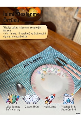 Mavdesign İsimli Beslenme Örtüsü 2 Adet Mavi