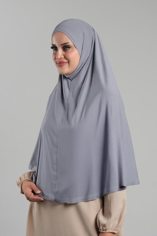 Gri Pratik Hazır Geçmeli Tesettür Eşarp Viskon Pratik Namaz Örtüsü 2201 15 Gri