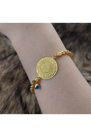 Altınbeyi Yarım Altınlı Halat Zincirli Bileklik Sarı Altın