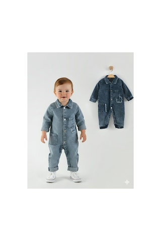 Primula Studio Necixs Belgrad Bebek Kot Tulum Mavi - %100 Pamuklu Denim Bebek Bahçıvan Tulum Mavi Mavi