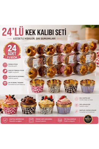 24 Lü Yuvarlak Kek Kalıbı Seti 5x4 Cm Renkli Desenli Tek Kullanımlık Pişirme Kabı, Muffin, Cupcake, Kek Ve Tatlı İçin Diğer