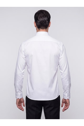 White Stone Beyaz Non-ıron Pamuklu Dynamic Fit Erkek Uzun Kollu Gömlek
