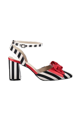 Fox Shoes Siyah/beyaz/kırmızı Kadın Topuklu Ayakkabı D654070704 Siyah - Kırmızı