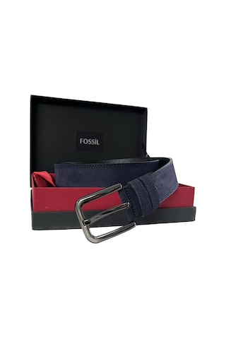 Fossil Lacivert Rengi Hakiki Deri 4 Cm Erkek Kemeri -115 Cm Lacivert