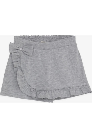 Breeze Kız Çocuk Şort Etek Fiyonklu Fırfırlı 1.5-5 Yaş, Gri Melanj-gri Melanj Gri Melanj