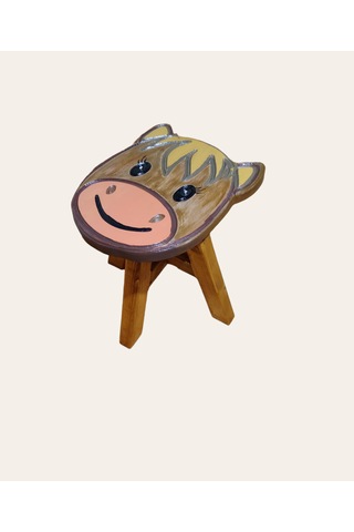 Sevimli Sıpa Ahşap El Yapımı Çocuk Taburesi