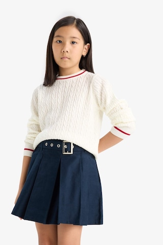 Defacto Kız Çocuk Standart Fit Bisiklet Yaka Triko Kazak E7740a825auer233 Ekru