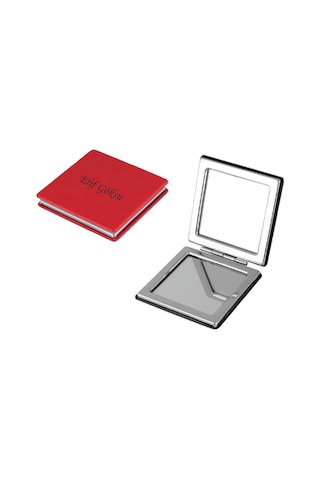 İsme Kişiye Özel Kare Bayan Makyaj Aynası Kırmızı