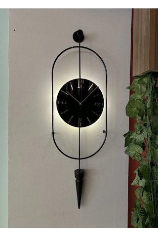 MetaQuartz Aksesuar Siyah Ledli Serenity Pendulum Duvar Saati , Modern Dekoratif