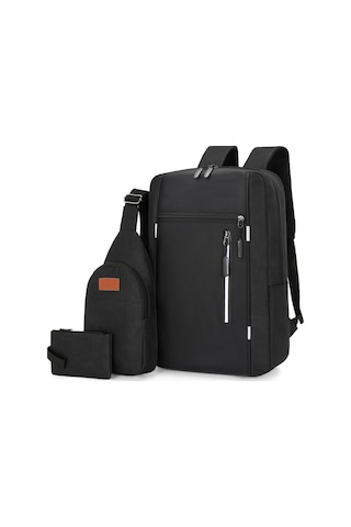 Yifomall Usb Şarjlı 16 İnç Bilgisayar Çantası + Askılı Çanta + El Çantası Siyah 3'lü Set - İş Ve Seyahat İçin Dayanıklı Oxford Kumaş Siyah