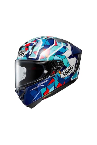 Shoei X-spirit Pro Marquez Barcelona Kapalı Motosiklet Kaskı Mavi - Kırmızı - Beyaz