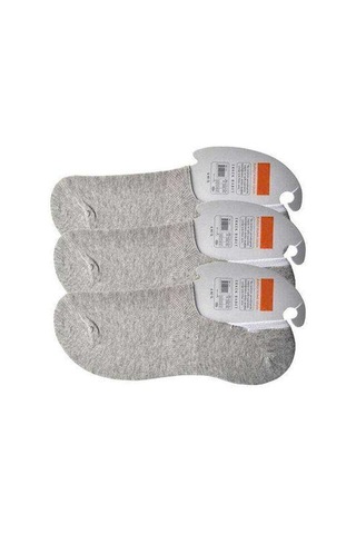 Northcity Gri Erkek Babet Çorap 3'lü Paket - %80 Pamuklu Rahat Ve Nefes Alabilir Çorap