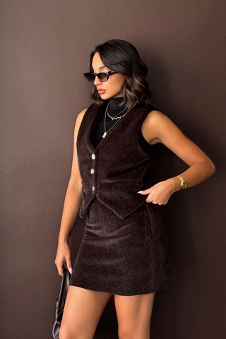 Verymoda Peluş Yelek Vmf1968 Kahve