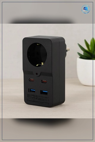 Duvar Prizi 1 Priz 2 Usb Type C Siyah Termal Akım Korumalı Hızlı