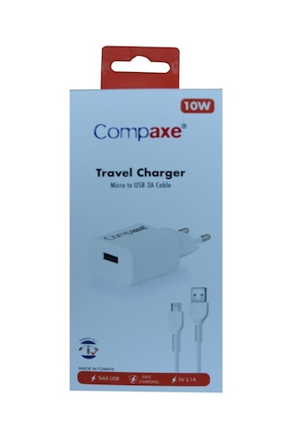 Compaxe CTA-521MU 5V 2.1A 10 W USB 3. Mikro Şarj Aleti 1 M Compaxe CTA-521MU 5V 2.1A 10 W USB 3. Mikro Şarj Aleti 1 M