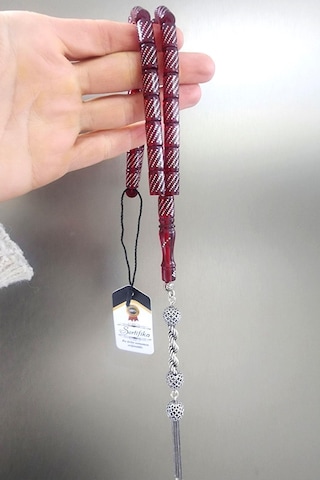 Ateş Kehribar 925 Gümüş Kakmalı Özel Usta İşi 8 X 11 Mm Tane Boyutlu Tesbih