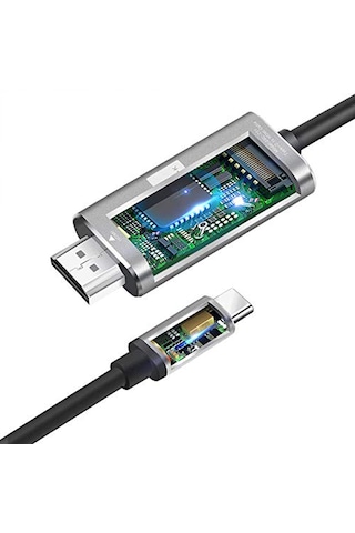 Powermaster Pm-6921 2 Metre Type-c To Hdmı Kablo 4k Ultra Hd 30hz Telefon Tablet Bilgisayar Televizyon Monitör Projeksiyon Uyumlu Dönüştürücü Görüntü Ve Ses Aktarım Kablosu
