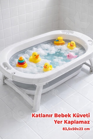 Katlanabilir Bebek Küveti - Akordiyon Yer Kaplamayan Çocuk Küveti - Katlanır Küvet Banyo