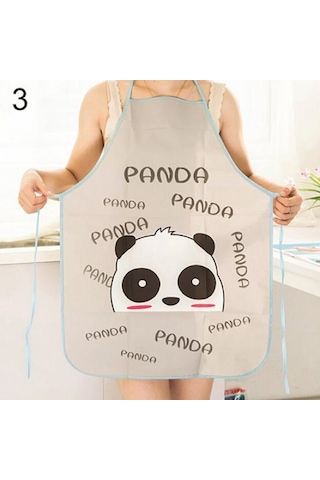 Kadın Sevimli Karikatür Su Geçirmez Önlük Mutfak Restoran Pişirme Önlük Önlükleri Gri