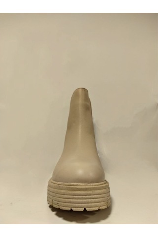 Castle Black Yldz-23821-1 Hakkiki Deri Kadın Bot Bej