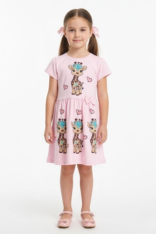 New Kids Baskılı Kız Çocuk Elbise-90568 Pudra