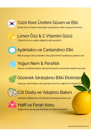 Modamkore 7'li Paket Limonlu Kore Yüz Maskesi C Vitamini Cilt Aydınlatıcı