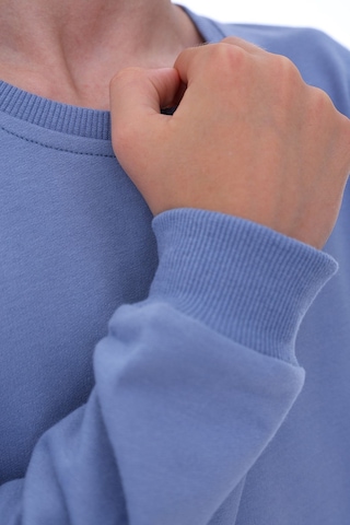 Zuzunga Oversize Unisex Basic Düz Mavi Renk %100 Pamuk Sweatshirt 2-11 Yaş Mavi