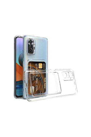 Xiaomi Redmi Note 10 Pro Kılıf Kartlıklı Şeffaf Zore Setra Clear Silikon Kapak Renksiz