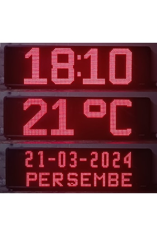 32x96cm Led Saat Tarih Sıcaklık Gösterge Kırmızı - Siyah