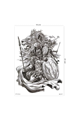 Spartalı Savaşçı Geçici Dövmesi Unisex Tattoo - Renkli Çok Renkli