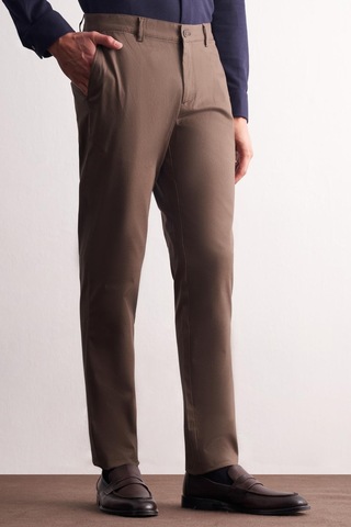 Kahverengi Yan Cep Düz Paça Pamuklu Comfort Fit Chino Casual Pantolon 1003255167 Kahverengi