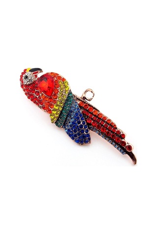 Solfera Papağan Harlequin Macaw Renkli Zirkon Taşlı Büyük Boy Broş Rz169