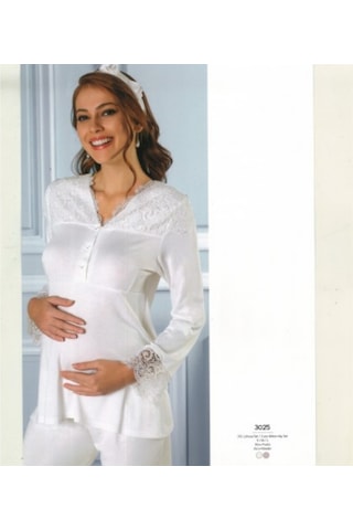 Pierre Cardin 3025 3'Lü Penye Lohusa Gecelik Pijama Takım-(404123710)