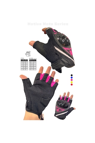 Motiva Works Pembe Kısa Yarım Parmak Kadın Motosiklet Eldiveni Mw120p