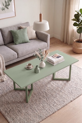 Robin Home Orta Sehpa Kayın Ahşap Ayaklı 120x60cm Ihlamur Yeşili-kayın Yeşil