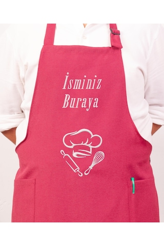 Mutfak Önlüğü Kişiye Ve İsme Özel Nakışlı Mutfak Önlüğü Şef 2 Farklı Renkler Bordo