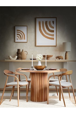 Kleopatra İskandinav Natural Ahşap Masa Sandalye Takımı 90x90 Natural