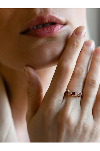 Lamponi 925 Ayar Gümüş 585 Ayar Altın Zirkon Taşlı Yakut Takı Yüzüğü 183826677 Altın