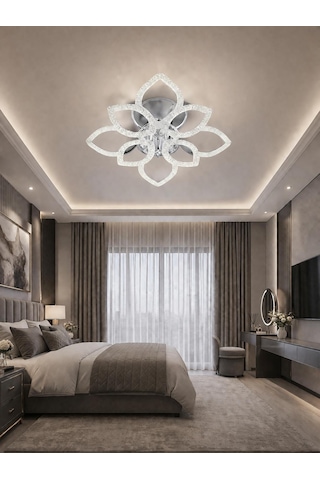 Çiçek 4+4'lü Ledli Krom Avize