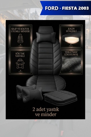 Fiesta 2003 Uyumlu Lüks Siyah Renk Premium 2 Adet Minder Ve Yastık