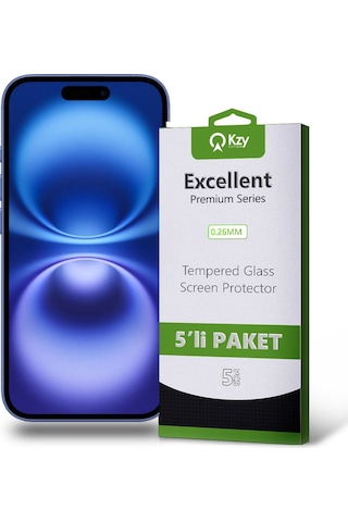 Apple Uyumlu iPhone 16 İle Temperli Ekran Koruyucu Kırılmaz Cam Ekonomik 5'li Paket