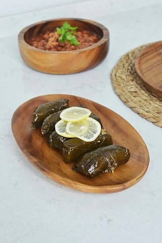 Akasya Oval Tabak Sunum Tabağı Açık Kahverengi