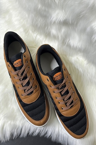 Günlük Erkek Sneaker Bağcıklı Hafif Rahat Fileli Hava Alabilen Yürüyüş Spor Ayakkabısı 014 Siyah - Taba