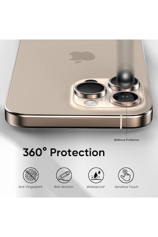 Apple Uyumlu iPhone 16 Pro / 16 Pro Max Kamera Lens Koruyucu Çöl Titanyum