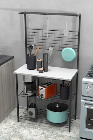 Retodesign Beyaz Mutfak Bangosu .mutfak Masasi. Mutfak Rafi 1870