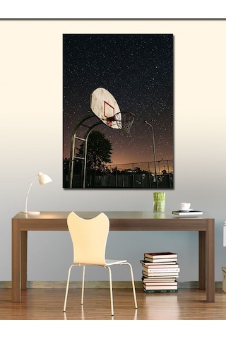 Kanvas Tablo Gece Basketbol Sahası Ve Yıldızlar 100cmx140cm