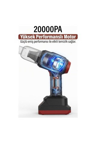Araç Süpürgesi 20000pa Güçlü Emiş Kablosuz El Tipi Şarjlı Taşınabilir Mini Oto Ev Süpürgesi